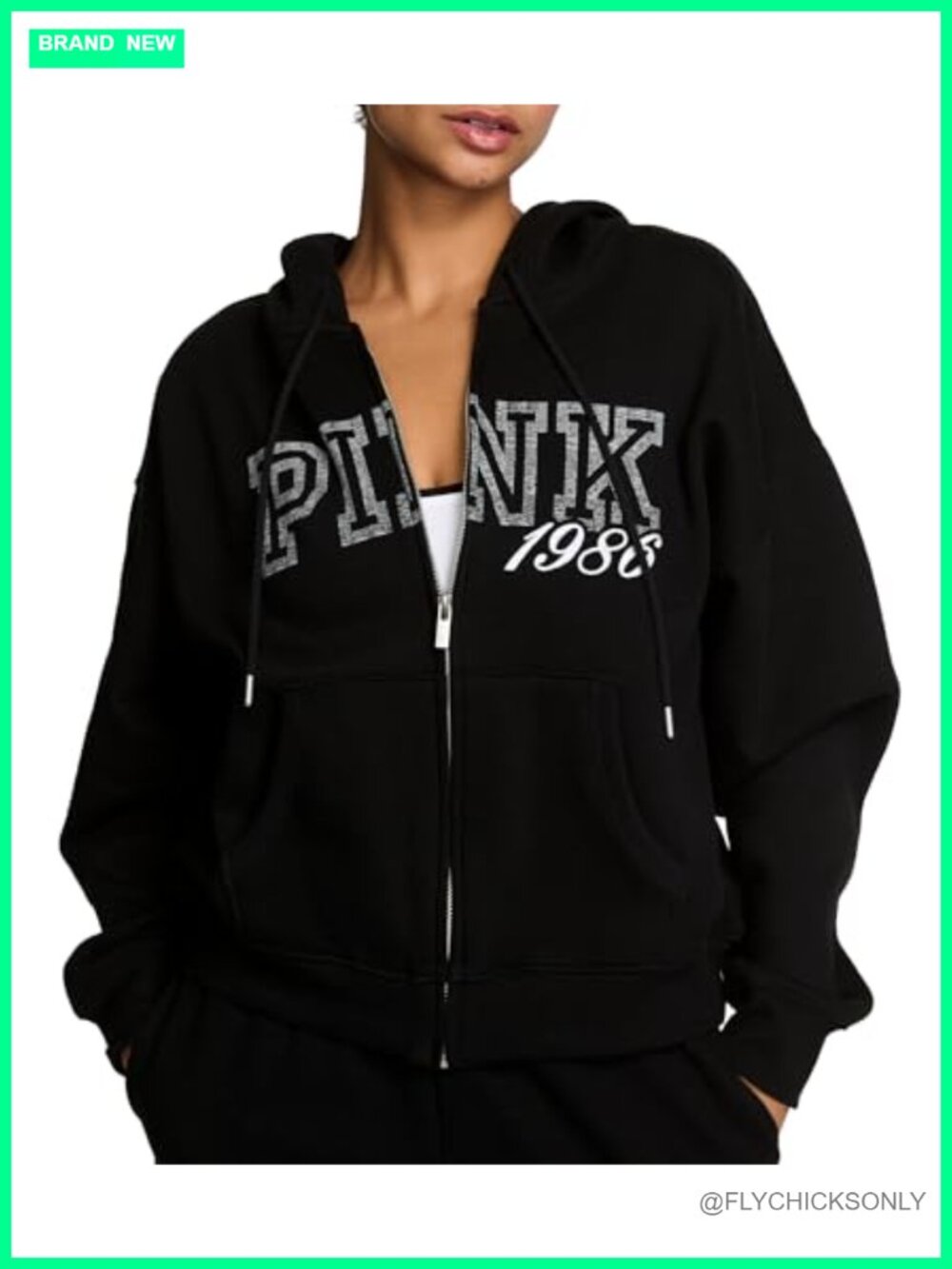Full-Zip Hoodie Sweatshirt Relaxed Fit Fleece Campus